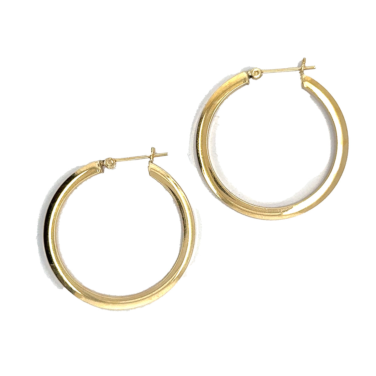 14k Yellow gold 1 1/4" hoop earrings, 4.51g