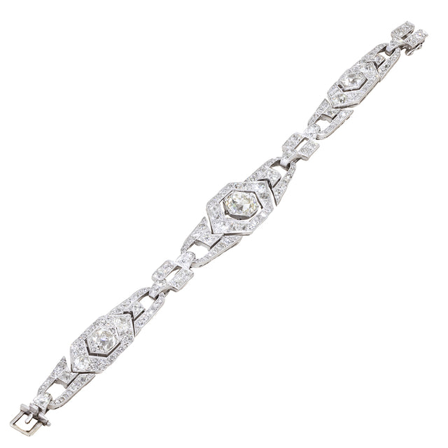 Art Deco Platinum Bracelet with 215 Old European Cut Diamonds