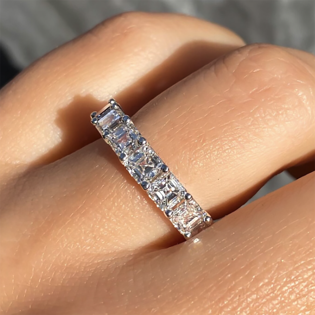 Platinum Asscher Cut Eternity Band