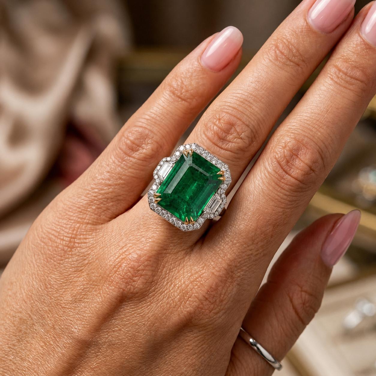 Platinum Emerald Ring