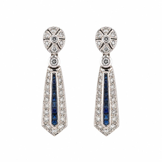 18k Diamond & Sapphire Earrings