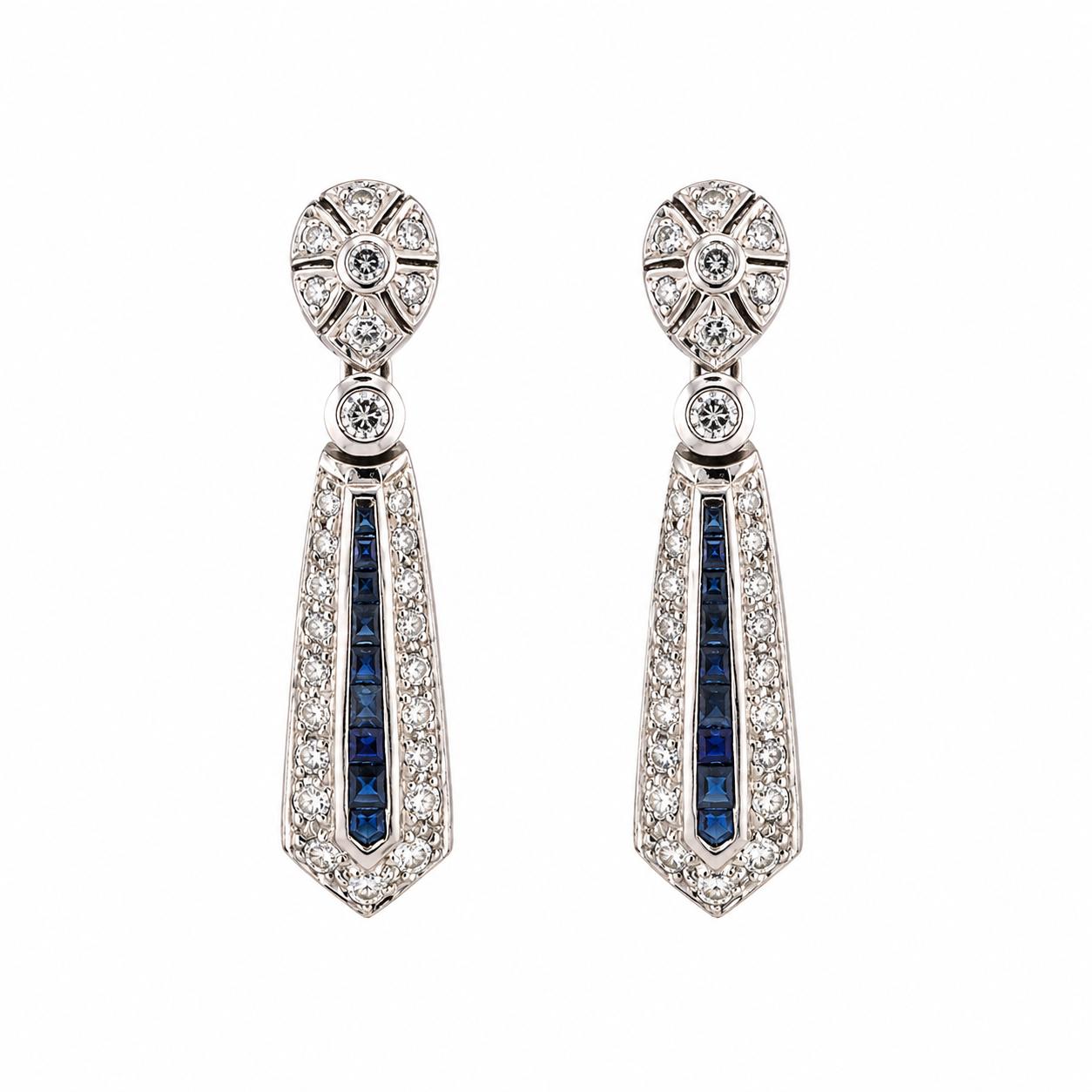 18k Diamond & Sapphire Earrings