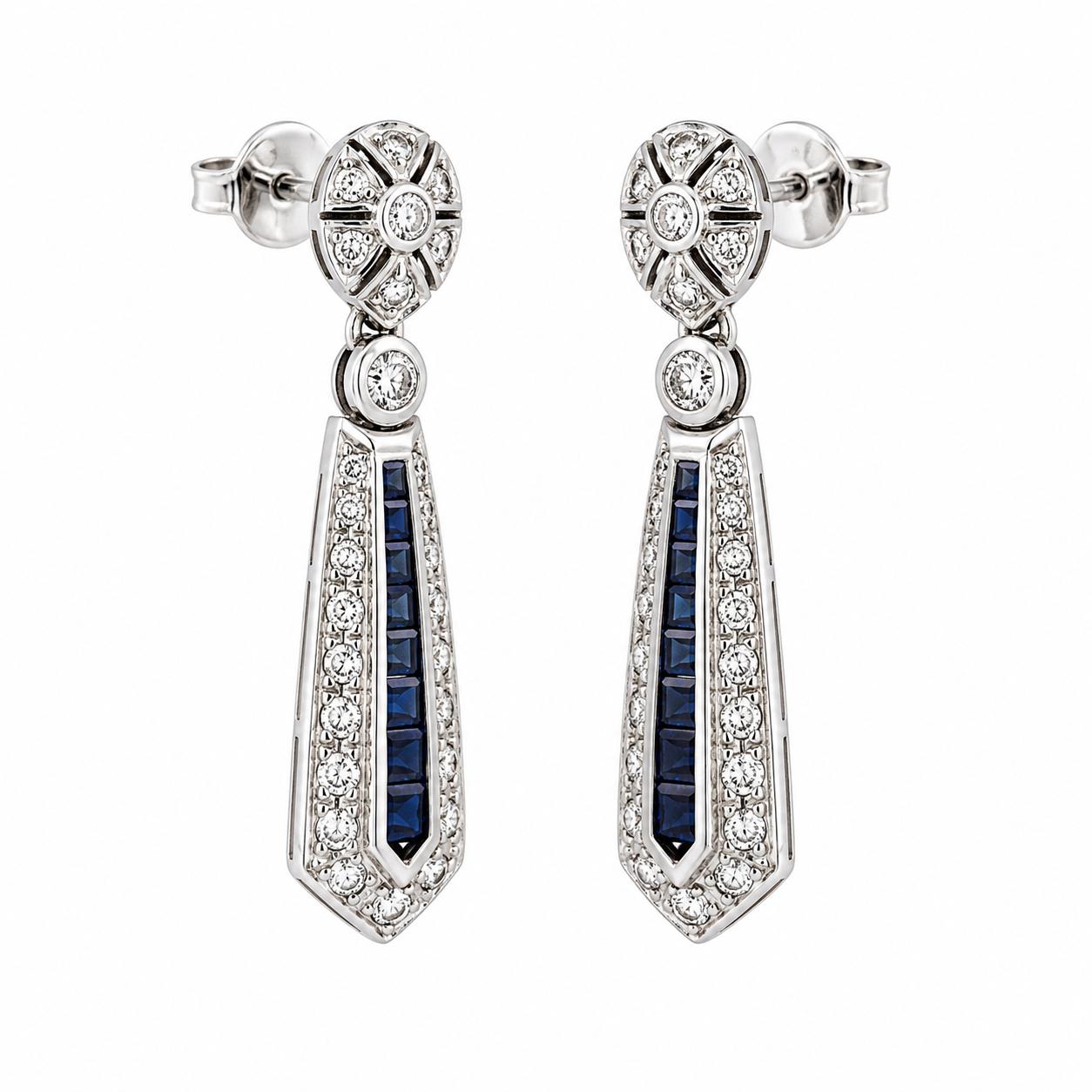 18k Diamond & Sapphire Earrings