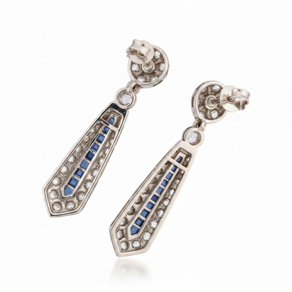 18k Diamond & Sapphire Earrings