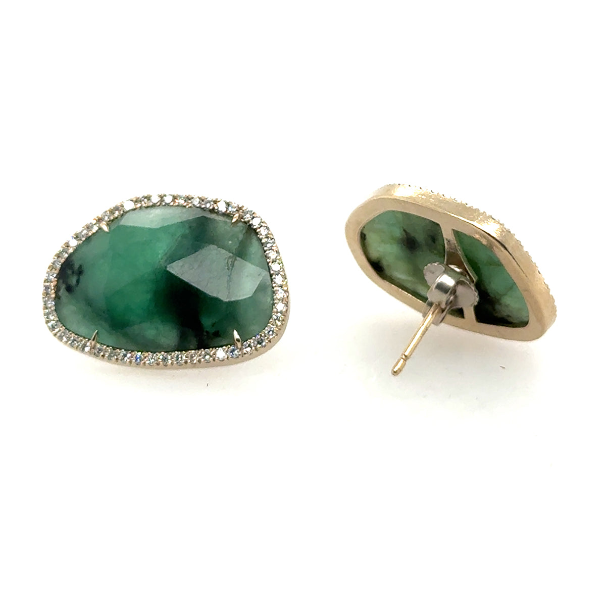 18k Green Sapphire Slab Earrings