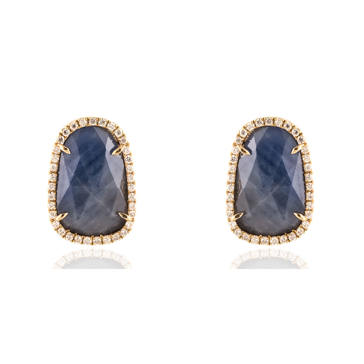 18k Blue Sapphire Slab Earrings