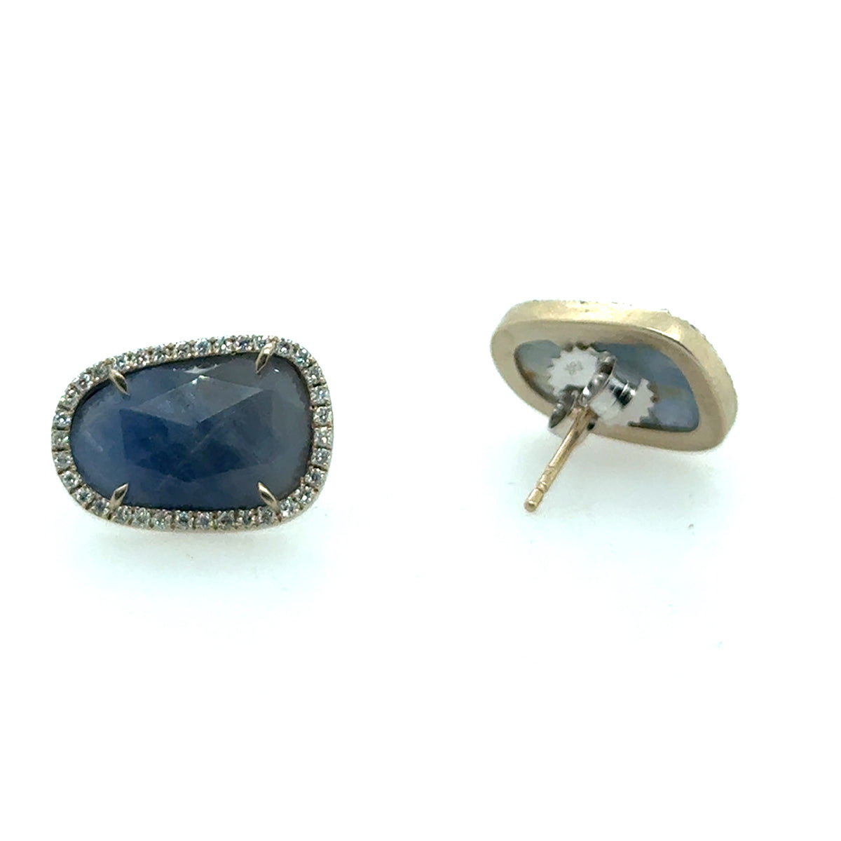 18k Blue Sapphire Slab Earrings