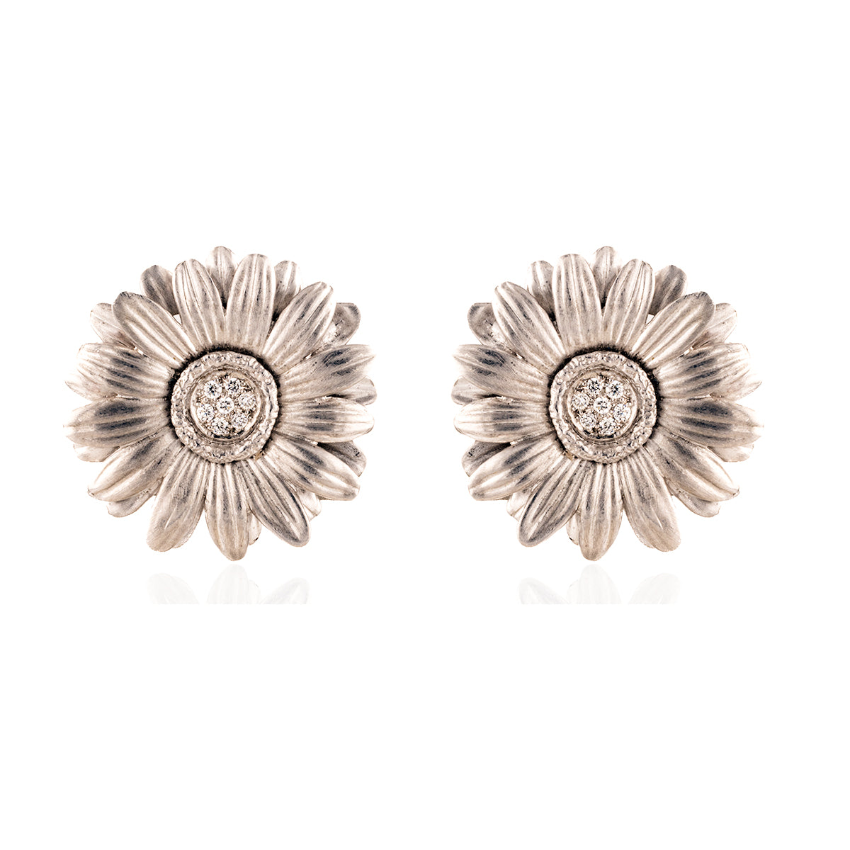Platinum Diamond Flower Earrings