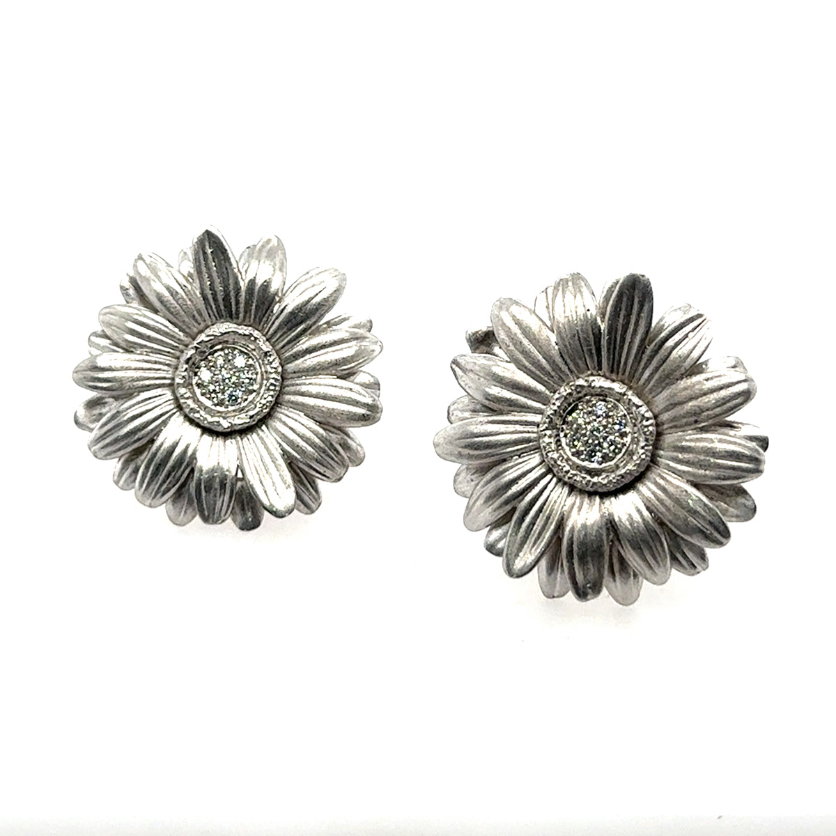 Platinum Diamond Flower Earrings
