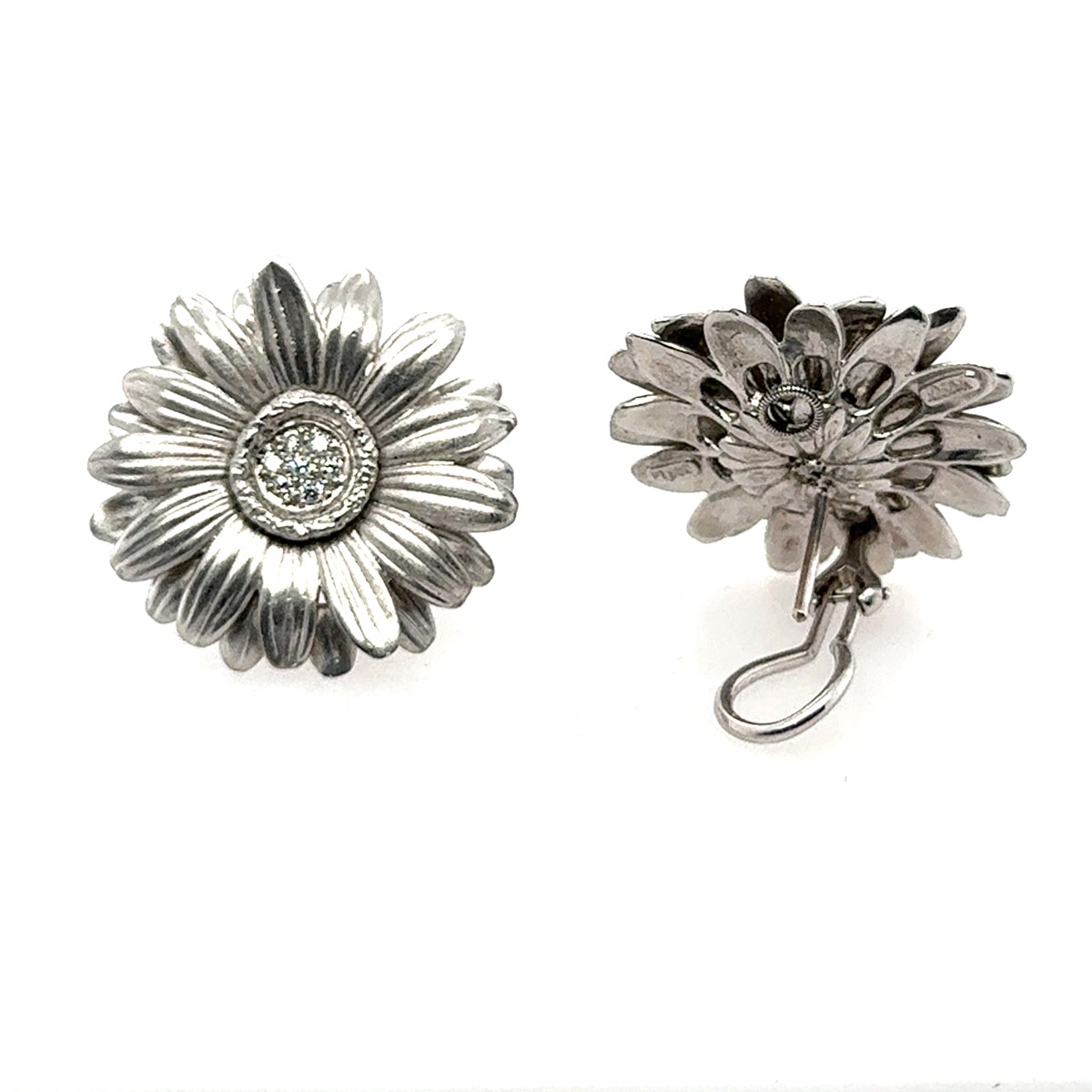 Platinum Diamond Flower Earrings