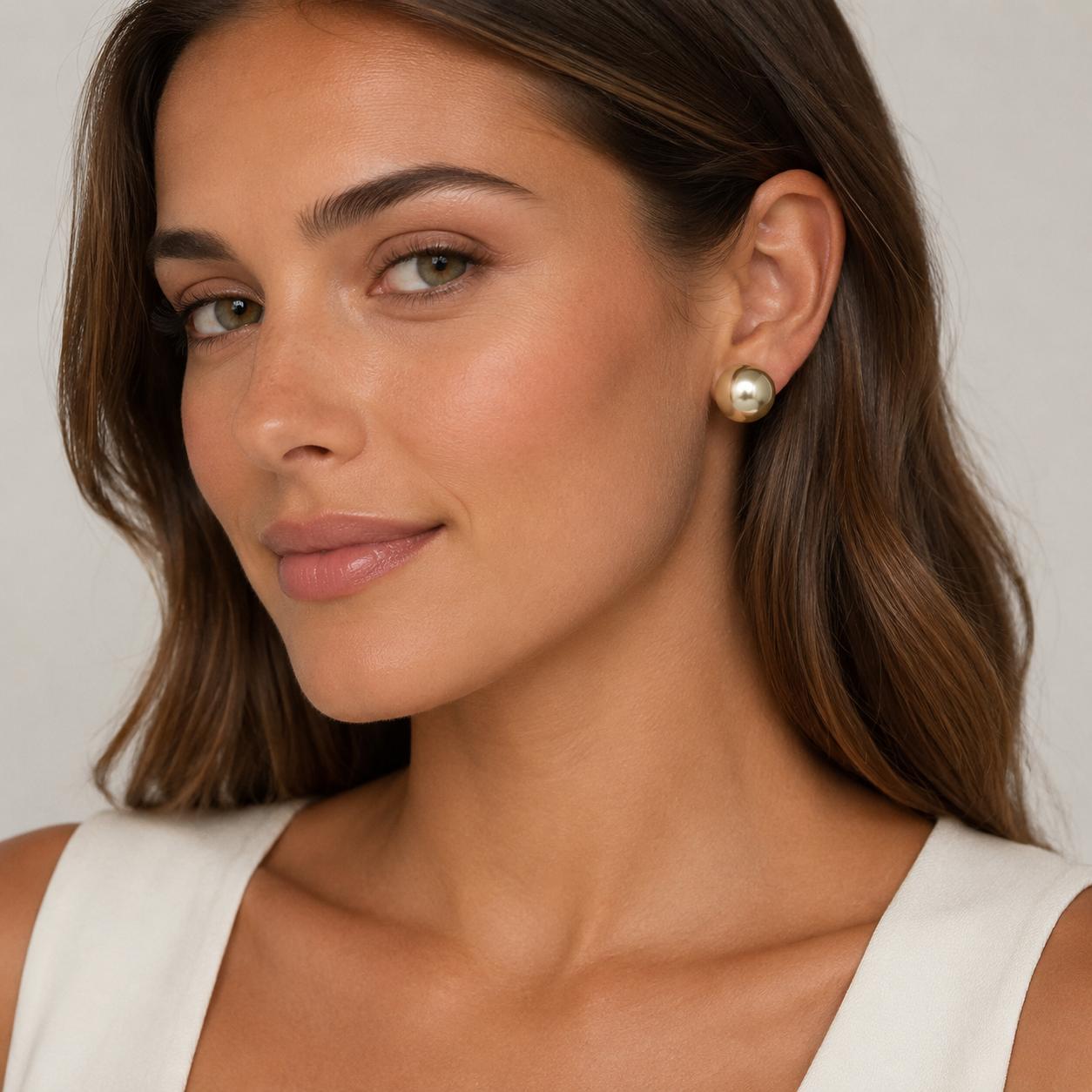 16.1mm Golden South Sea Pearl Studs