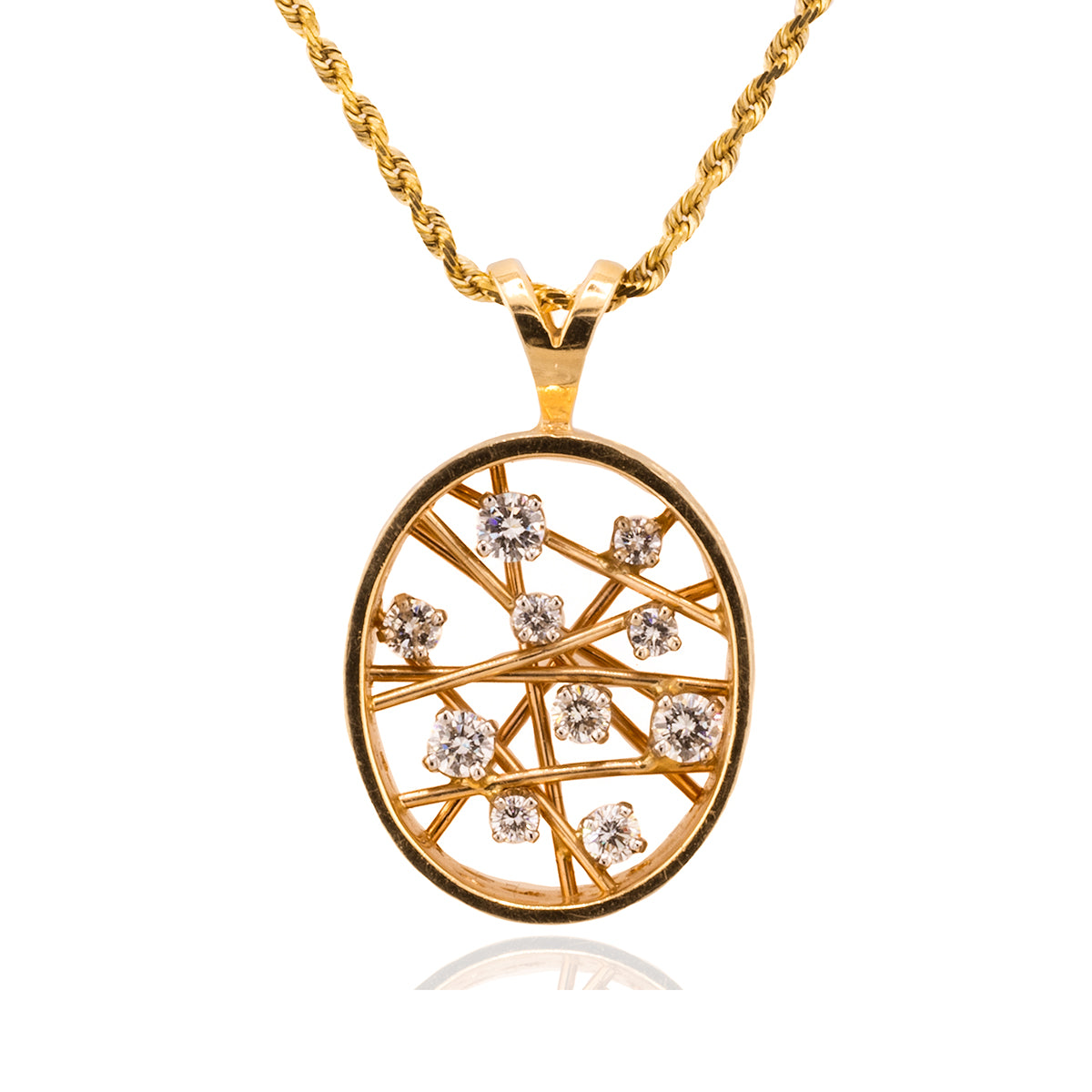 14k Abstract Diamond Pendant