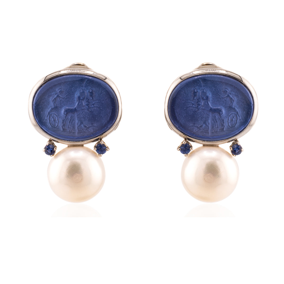Maz Intaglio & Pearl Earrings