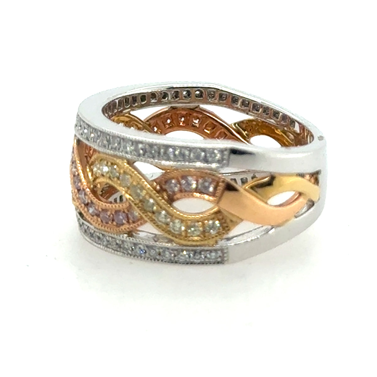 18k Pink, Yellow & White DIamond Band