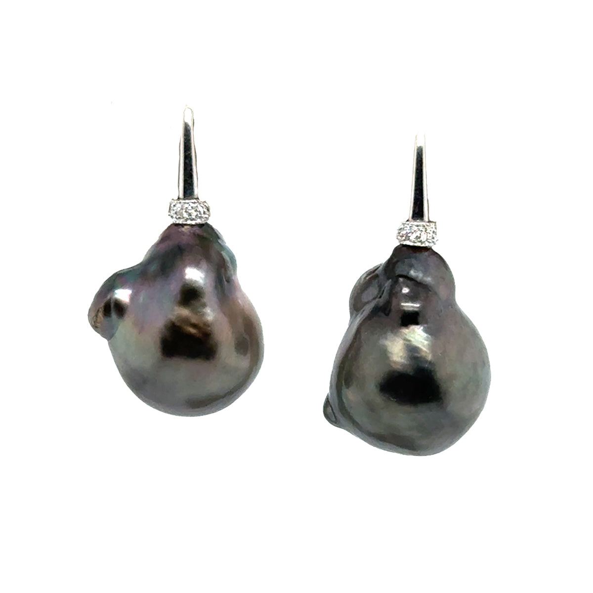 Large Baroque Tahitian Pearl Earrings