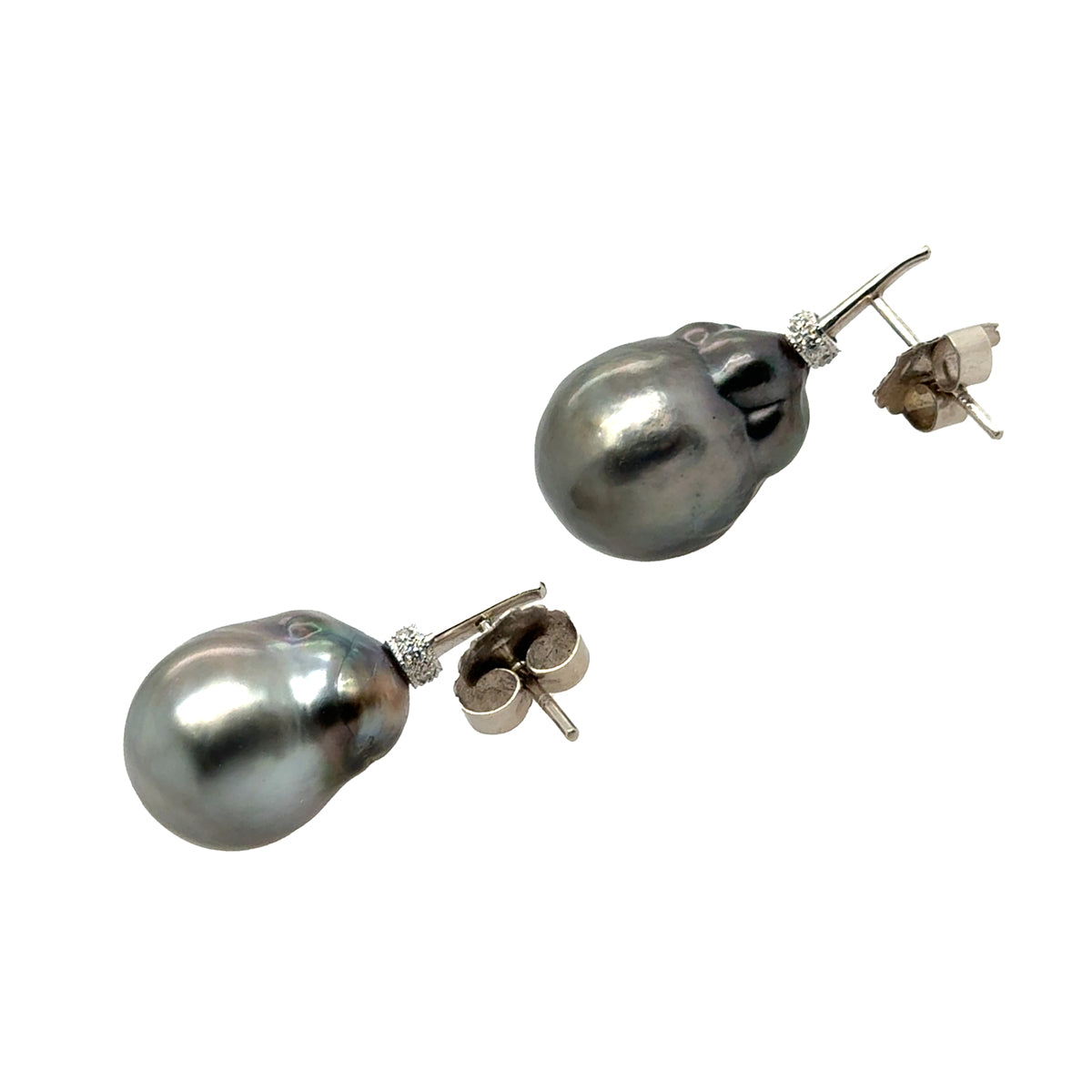Large Baroque Tahitian Pearl Earrings