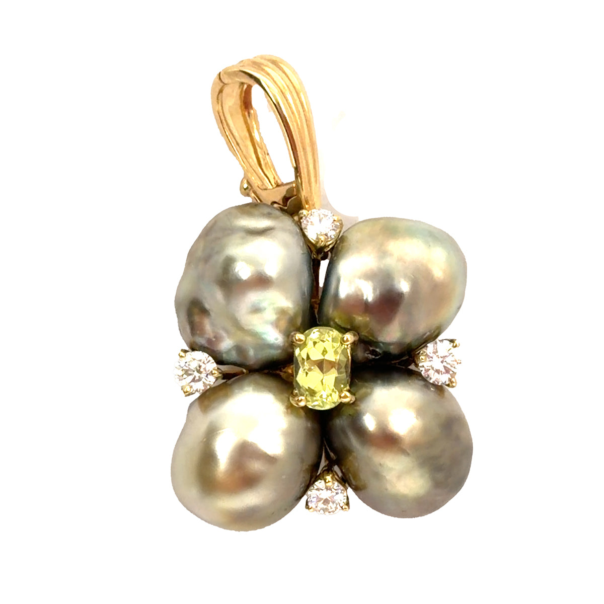 18k Tahitian Pearl & Diamond Pendant