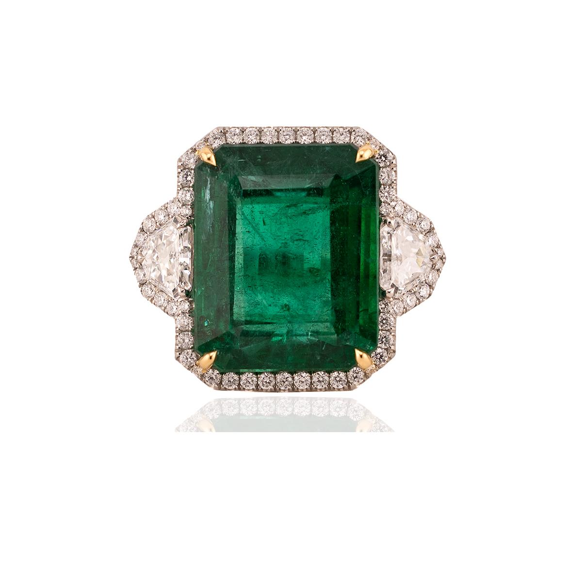 16.85 Carat Platinum Emerald Ring