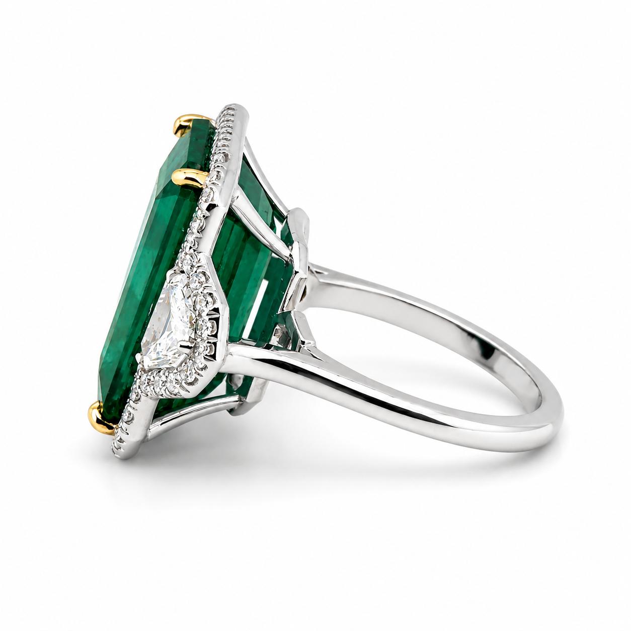 16.85 Carat Platinum Emerald Ring