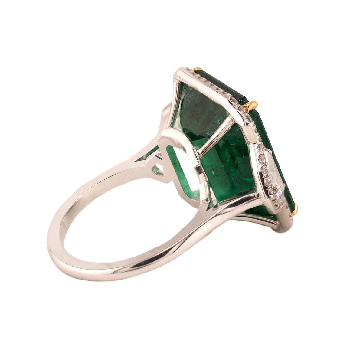 16.85 Carat Platinum Emerald Ring