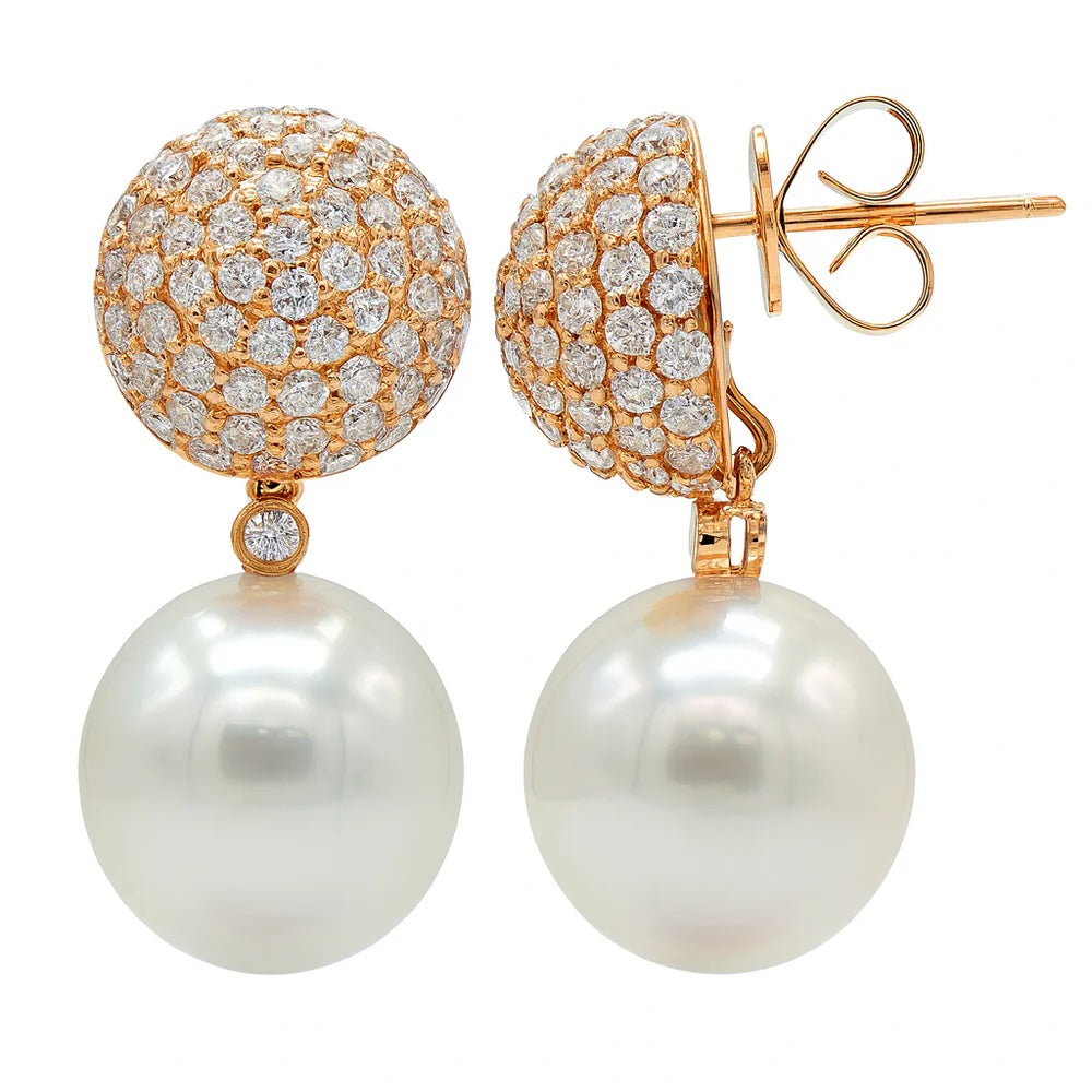 18k Rose Gold South Sea Pearl Earrings