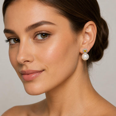 18k South Sea Pearl & Yellow DIamond Earrings