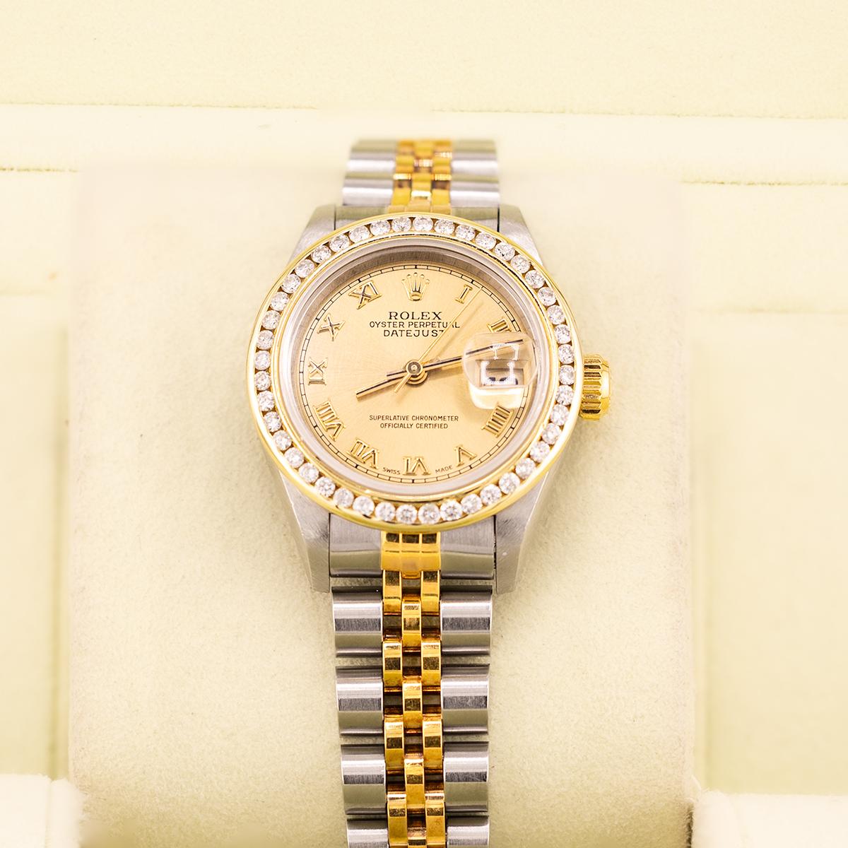 Rolex Two Tone 26mm Date-Just 69173 with Diamond Bezel