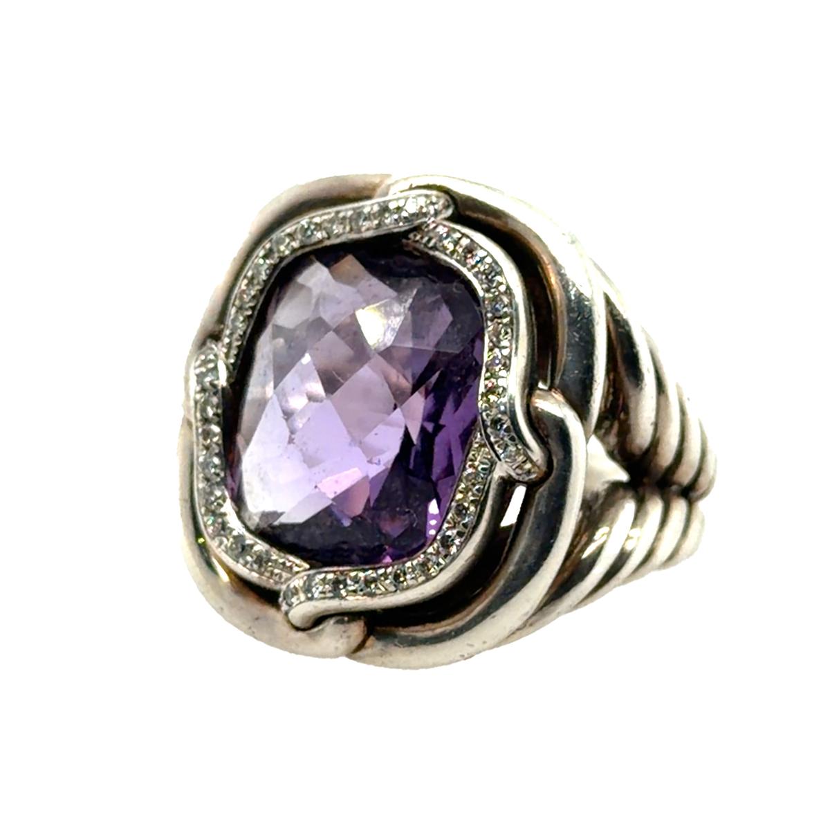 David Yurman Amethyst & Diamond Ring