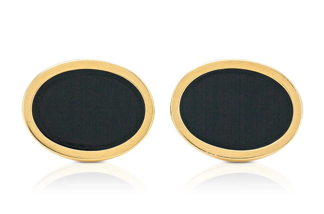 Tiffany & Co. 18k Gold Cufflinks with Black Onyx Center