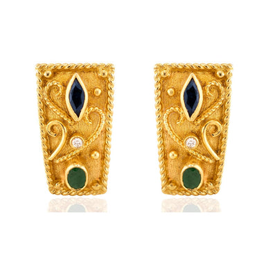 Etruscan Revival Emerald and Sapphire