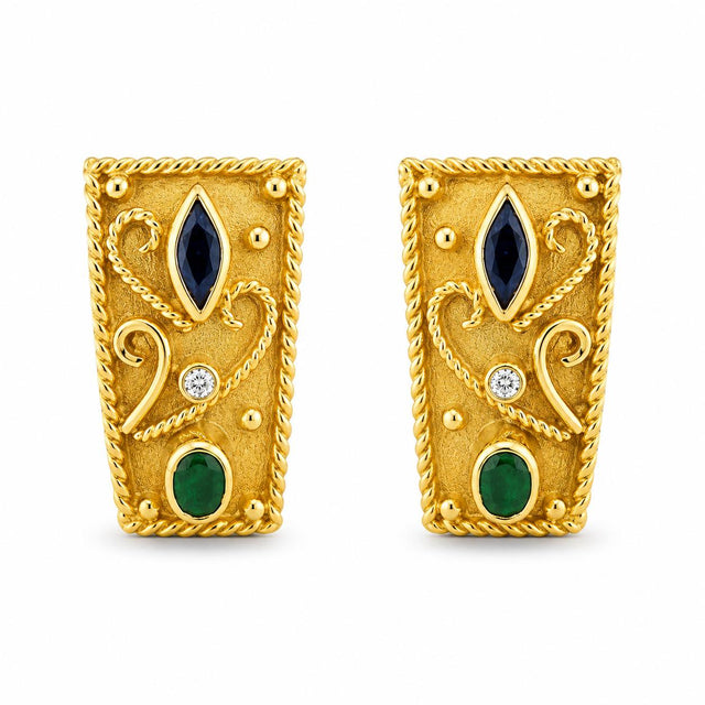 Etruscan Revival Emerald and Sapphire