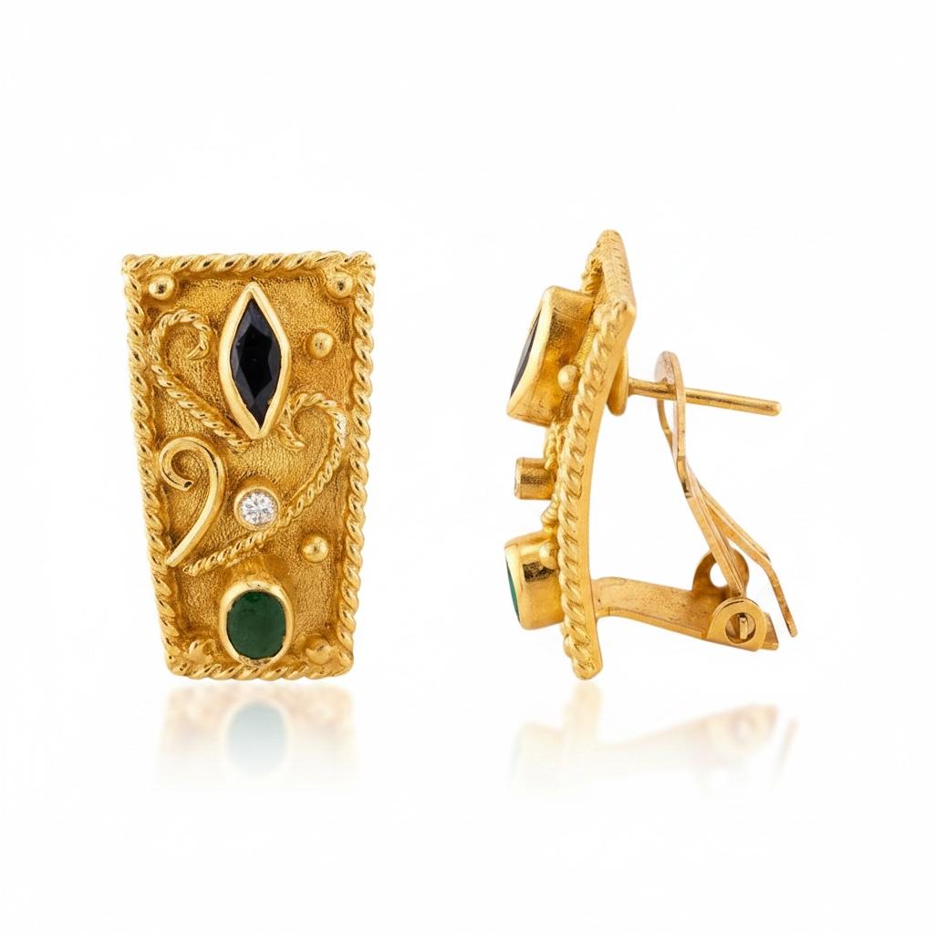Etruscan Revival Emerald and Sapphire