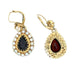 14k Yellow Gold Garnet & Pearl Dangle Earrings Mid 20th Century