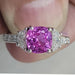 14k White Gold Ring with Pink Sapphire & Diamond Accents Size 6