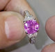 14k White Gold Ring with Pink Sapphire & Diamond Accents Size 6