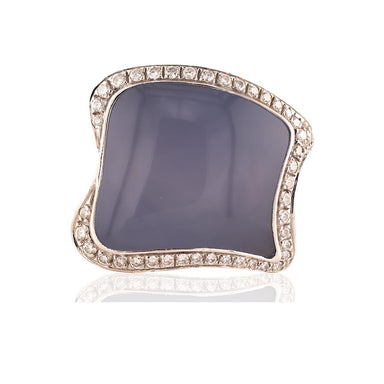 Movado 18k White Gold Ring with Lavender Chalcedony & Diamonds