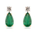 18k Gold Drop Earrings with Pear-Cut Emeralds & Round Diamonds