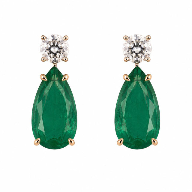 18k Gold Emerald Drop Earrings