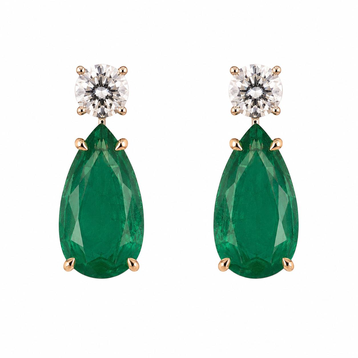 18k Gold Emerald Drop Earrings
