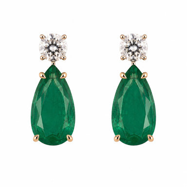 18k Gold Emerald Drop Earrings