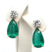18k Gold Drop Earrings with Pear-Cut Emeralds & Round Diamonds