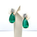 18k Gold Drop Earrings with Pear-Cut Emeralds & Round Diamonds