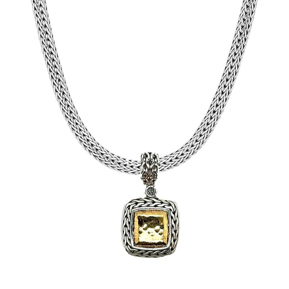 John Hardy Sterling Silver & 22k Pendant Necklace 66.84g 16 Inches