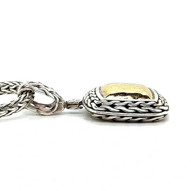 John Hardy Sterling Silver & 22k Pendant Necklace 66.84g 16 Inches
