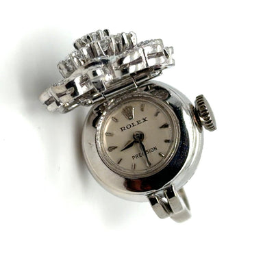 18k White Gold Rolex Ring Watch Manual Mid 20th Century