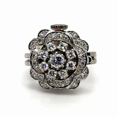 18k White Gold Rolex Ring Watch Manual Mid 20th Century