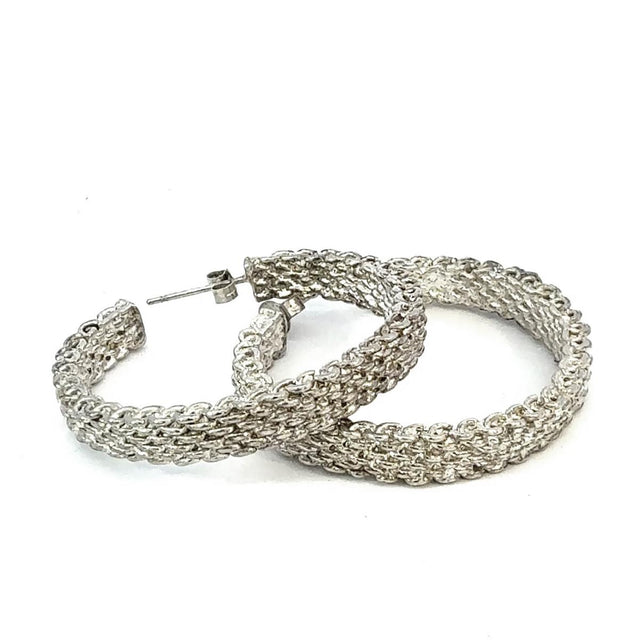 Tiffany Sterling Silver Somerset Hoop Earrings with 14k posts