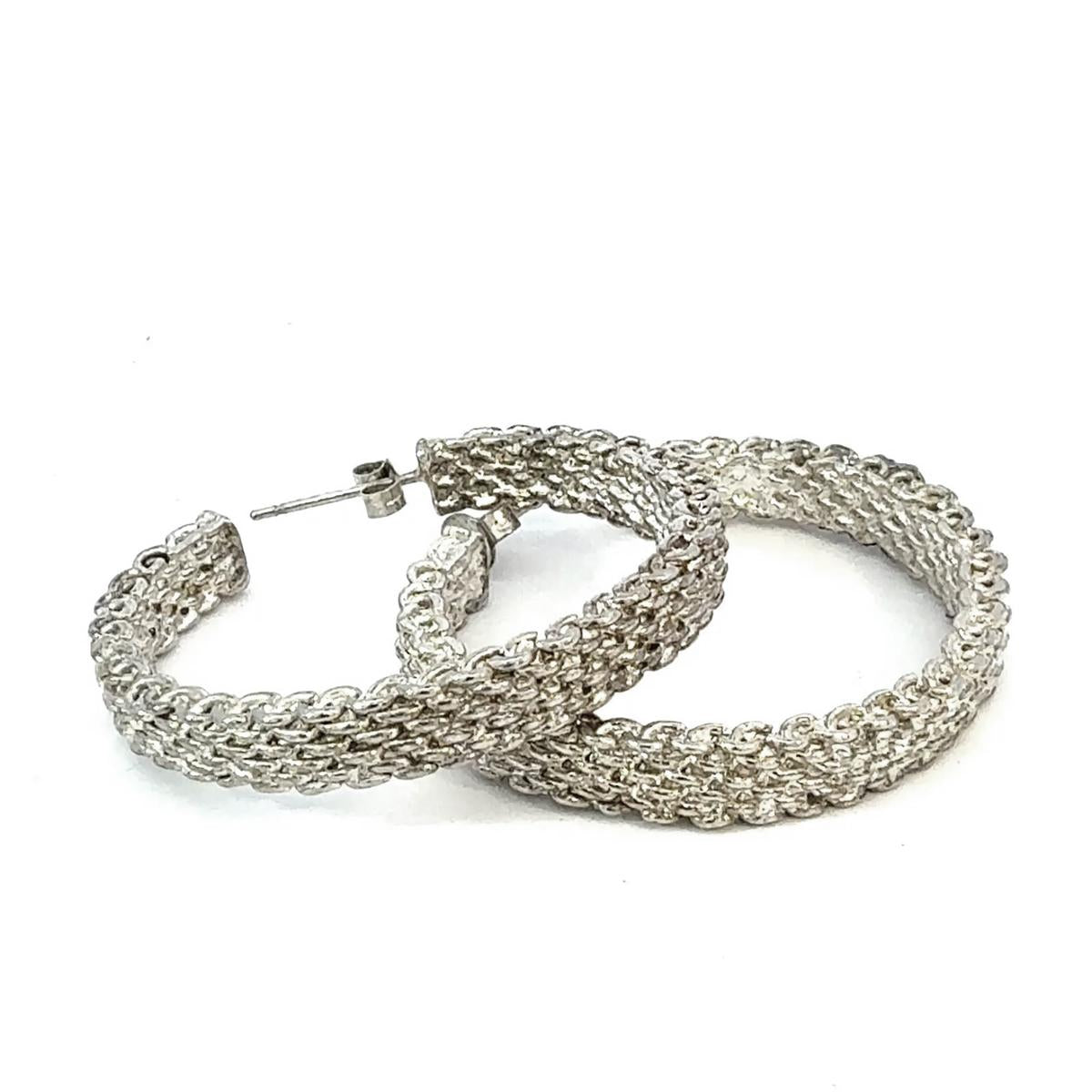 Tiffany Sterling Silver Somerset Hoop Earrings with 14k posts