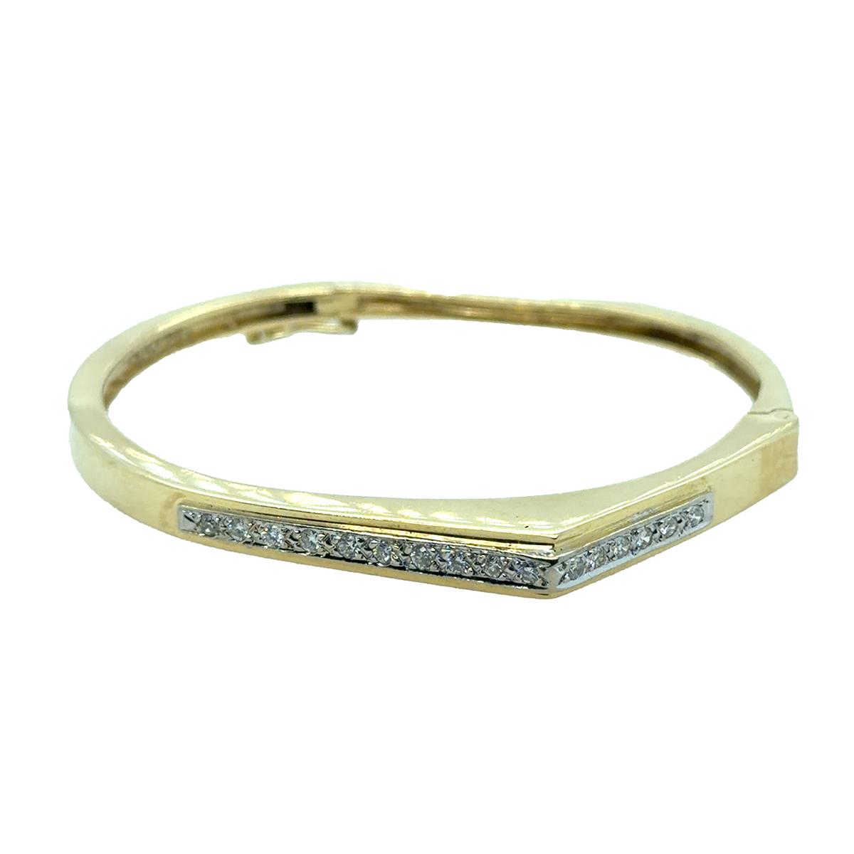 14k Yellow Gold Diamond Bangle Bracelet 23.92g