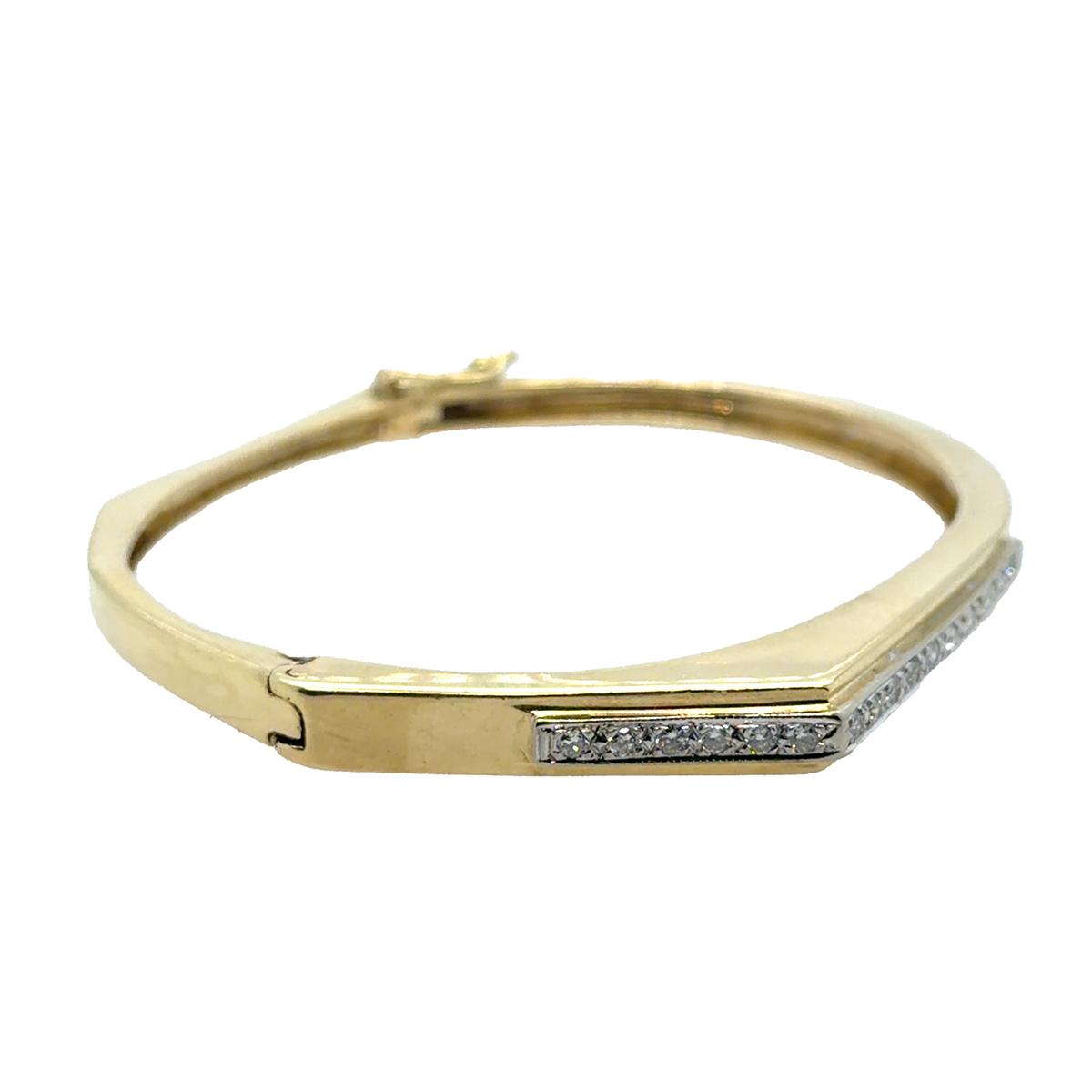 14k Yellow Gold Diamond Bangle Bracelet 23.92g